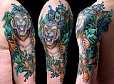 Tattoo Galerie - Motive - Cover Up, Tiger, Buschwerk - 