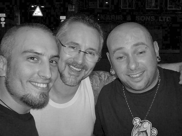 Ray, Paul & I - quite a bit shitfaced we were hehe - b&w.jpeg